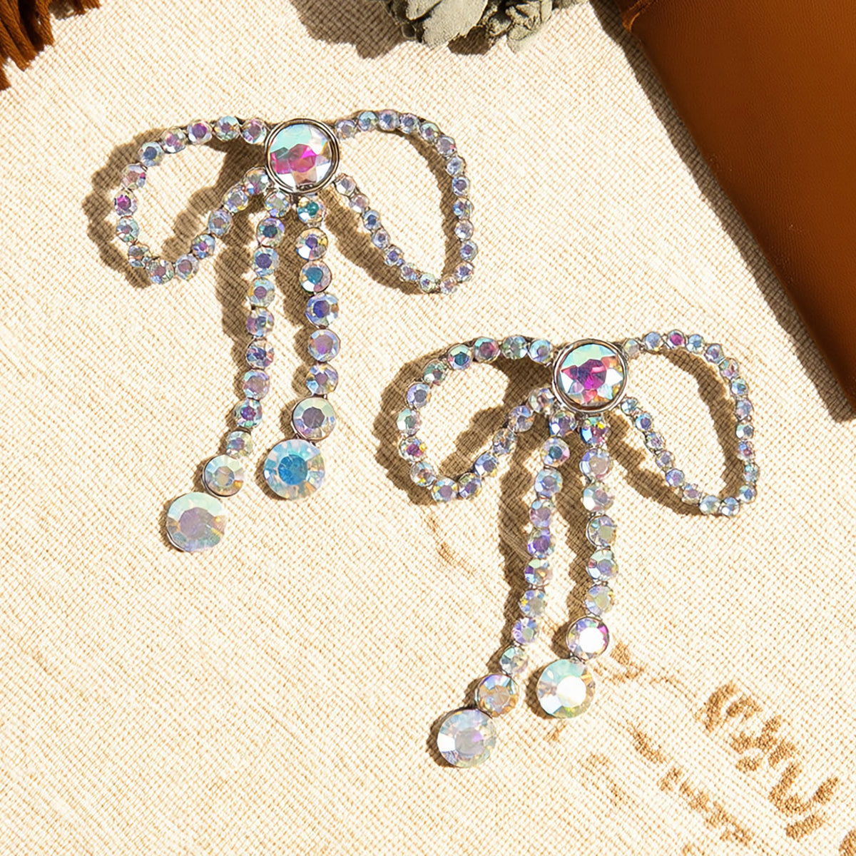 93671 - Crystal Bow Earrings - AB