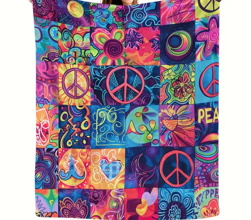 Peace Sign 50 X 60 Flannel Blanket