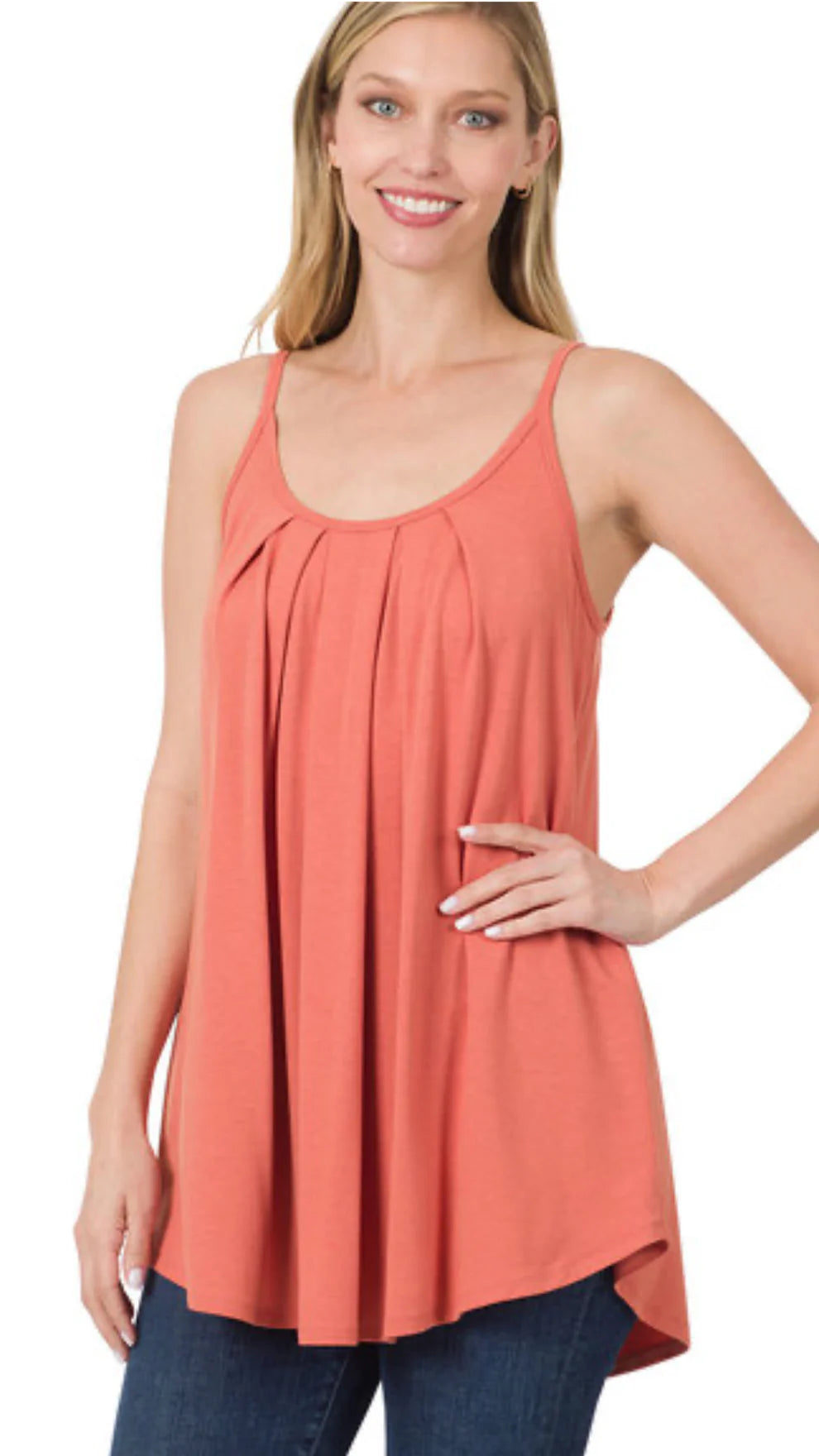 Basic Adjustable Strap Tank - Ash Rose