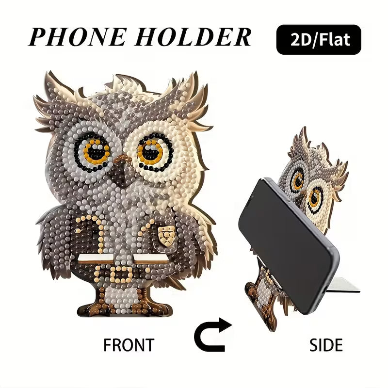 Preorder Wooden Owl Diamond Art Phone Stand