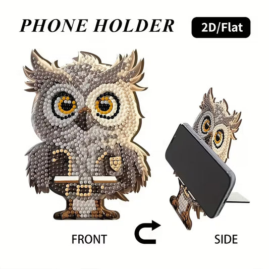Preorder Wooden Owl Diamond Art Phone Stand