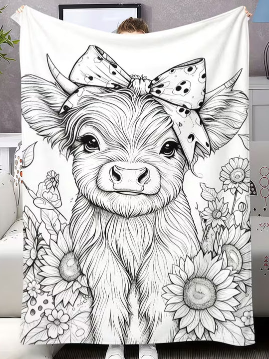 DIY Coloring Blanket - Hightland Cow