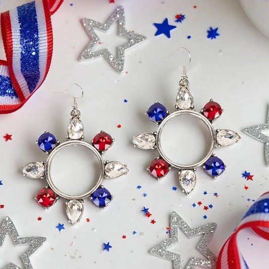 Fourth of July Earrings - Red White & Blue - 93468