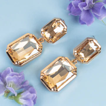 Crystal Drop Earrings - Gold