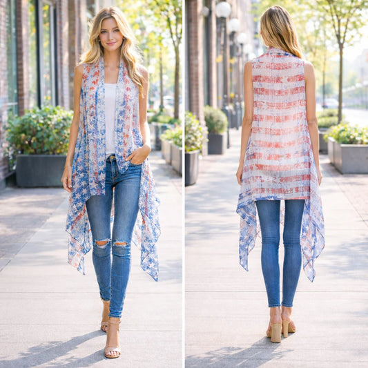 Red White & Blue Flag Vest