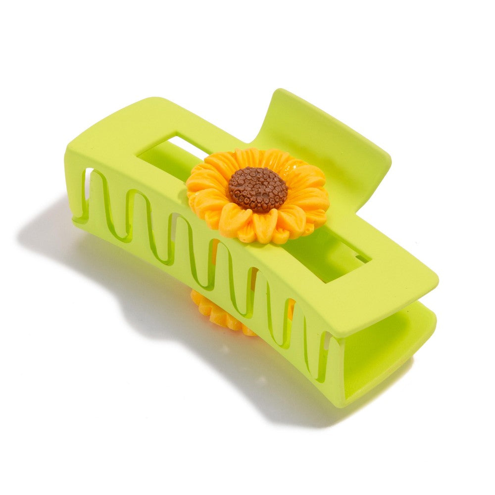 Sunflower Charm Rectangular Claw Hair Clip