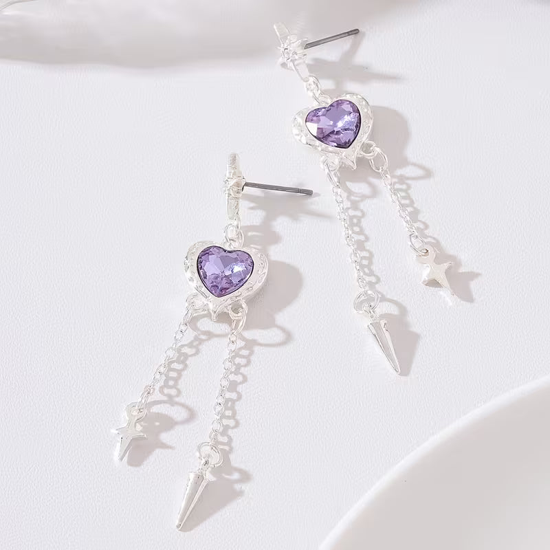 Moonstone Heart Dangle Earrings
