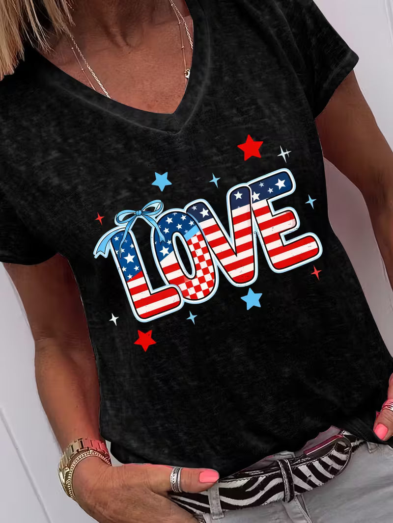 Women's Love V-neck Vinyl Graphic T-Shirt