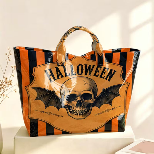 Glossy PVC Skull Bat Tote Bag