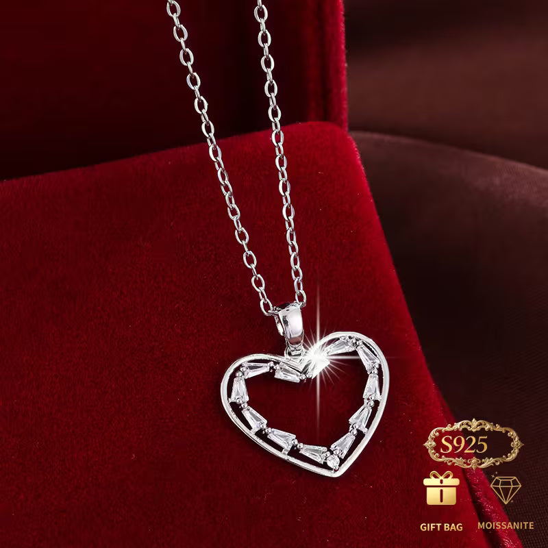 925 Silver Moisanite Heart Necklace