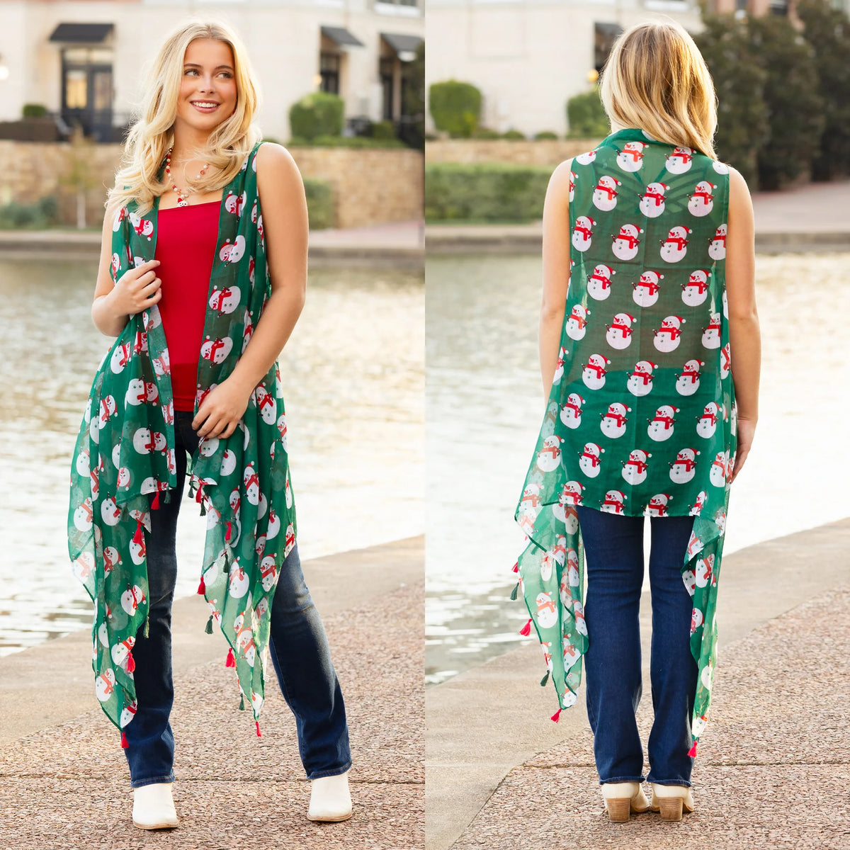 Snowman Christmas Holiday Print Vest