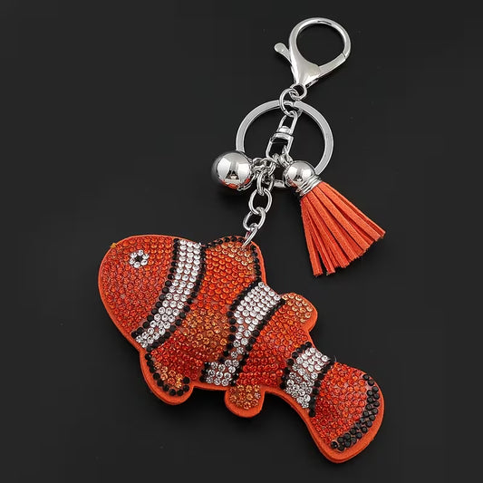 Rhinestone Clownfish Keychain