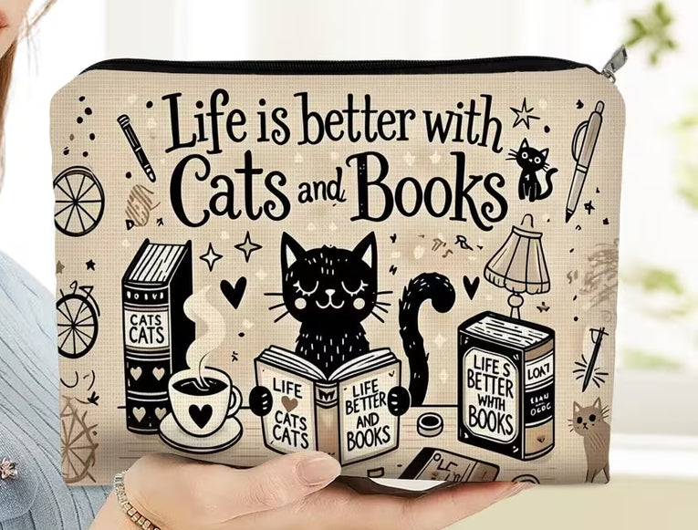 Cats & Books Pouch