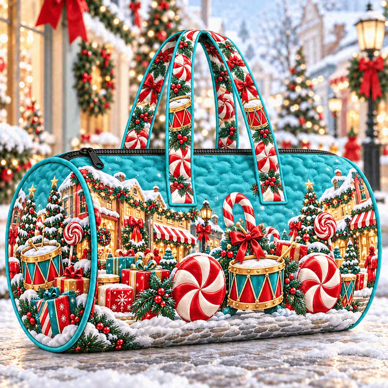 HOLIDAY SPECIAL! Christmas Street Weekender Quilted Duffle PREORDER