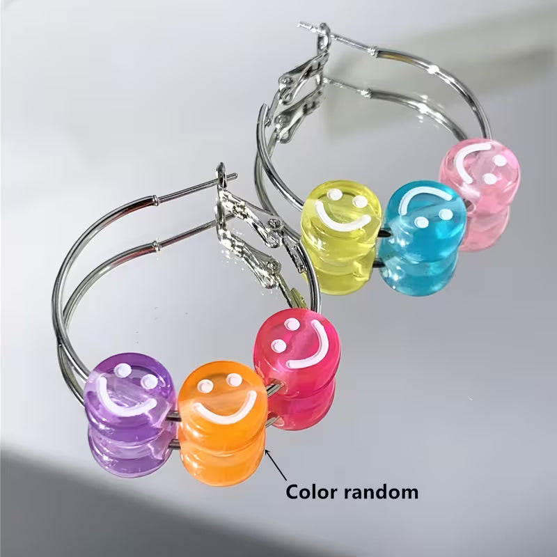 Smile Face Hoop Earrings