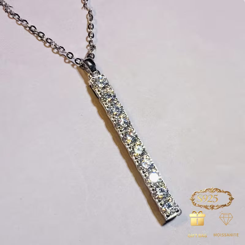 925 Silver Moisanite Bar Necklace