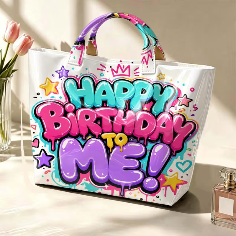 Glossy PVC Happy Birthday Tote Bag