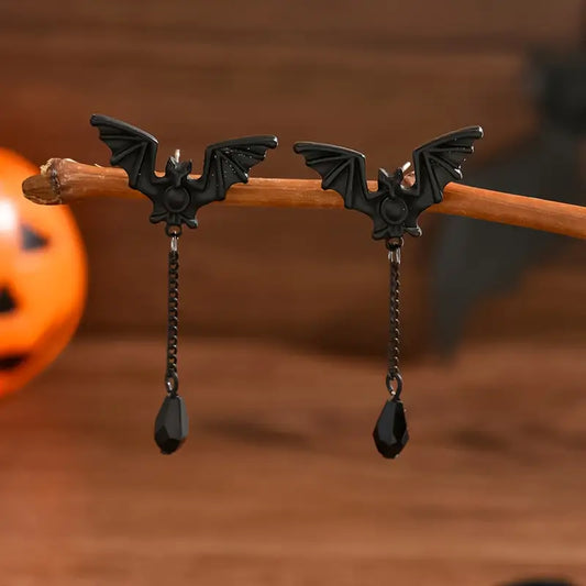 Black Bat Dangle Earrings