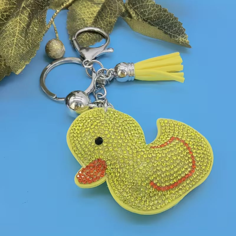 Rhinestone Duck Keychain