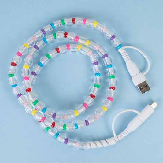 4-in-1 Beaded Charging Cable - Clear