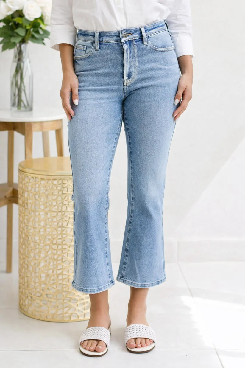 Metallic Seam Mid Rise Judy Blue Flare