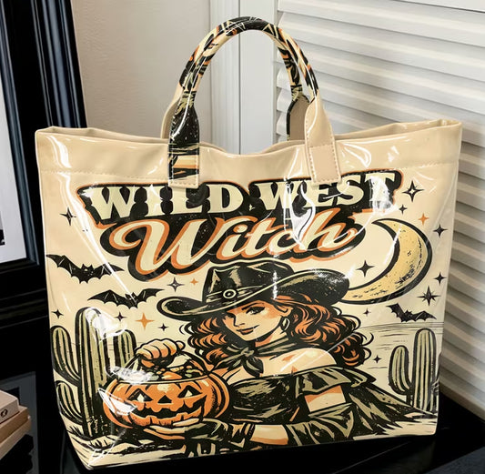 Glossy PVC Wild West Witch Tote Bag