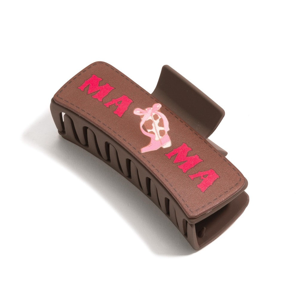 Vegan Leather Mama Cow Print Cowboy Boot Hair Clip