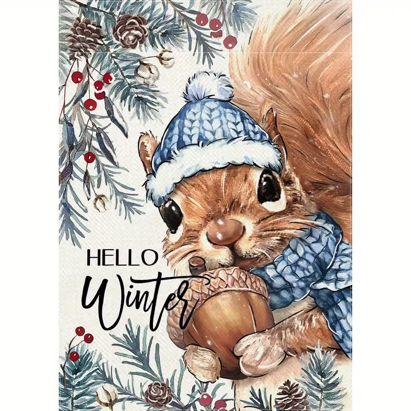 Hello Winter Garden Flag