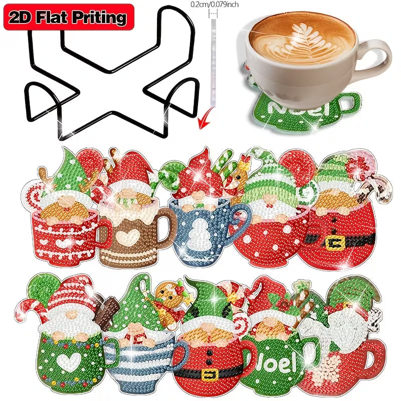10 Christmas Cups Diamond Art Painting Coasters
