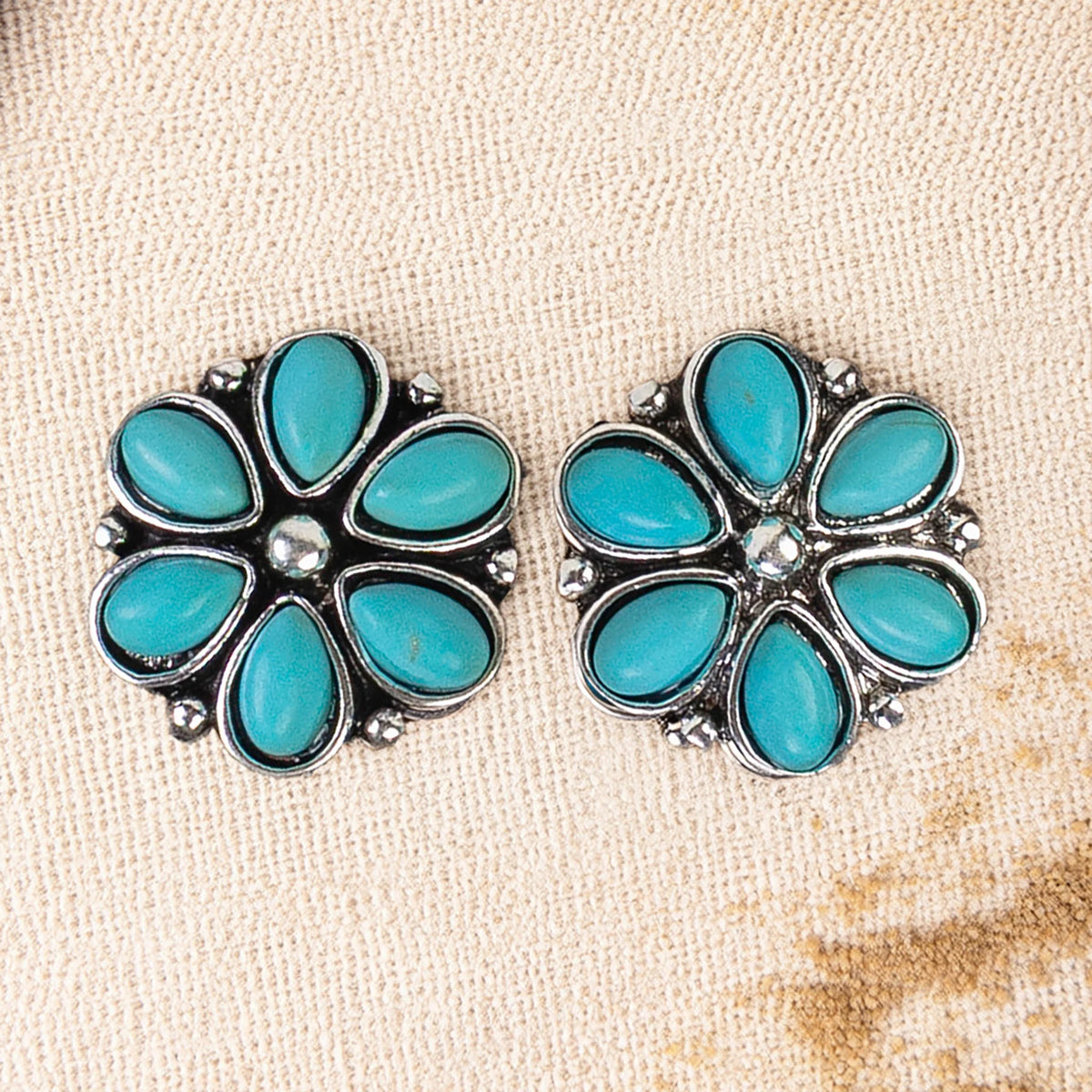 93600 - Squash Blossom Stud Earrings - Turquoise