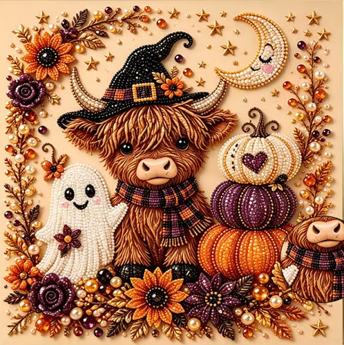 Highland Cow Witch Pearl Painting