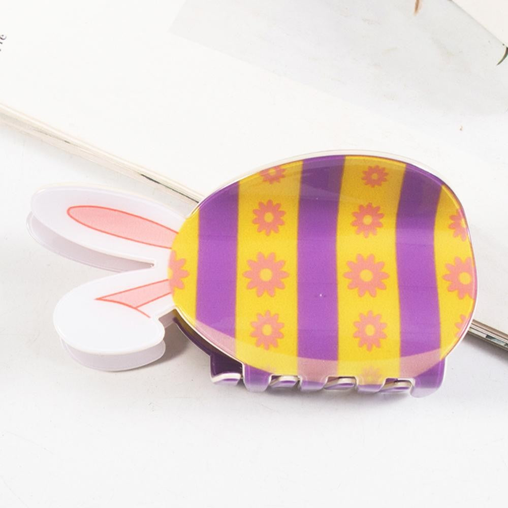 Easter Egg With Bunny Ears Claw Hair Clip - Yelloe/Purple