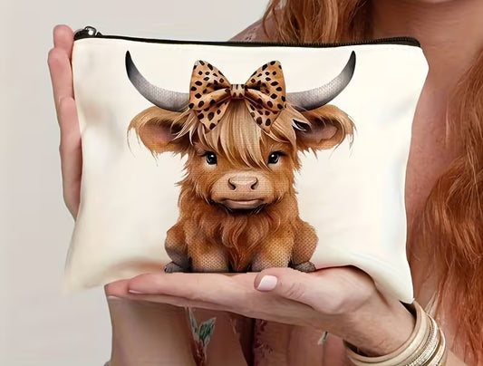 Bow Highland Cow Pouch