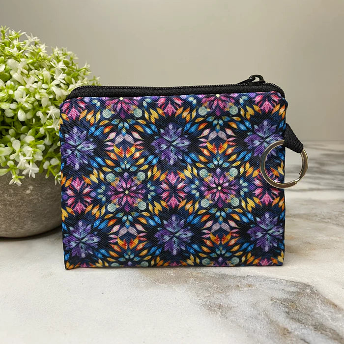 Bold Purple Orange Pink Tie Dye - Mini Coin Purse Keyring