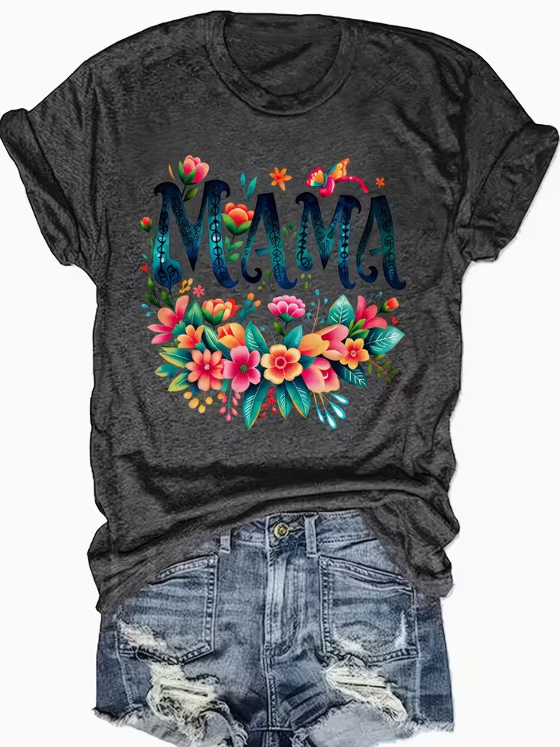 Women's Plus Floral Mama T-Shirt