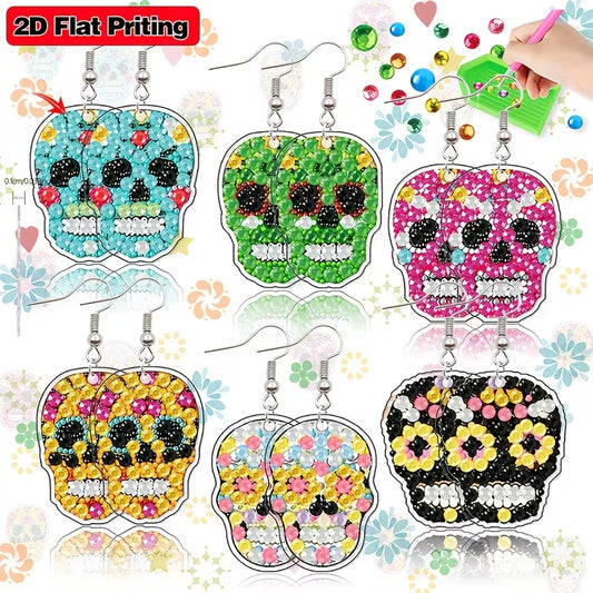 Preorder 6 Skull Diamond Art Earrings