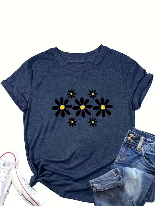 Preorder Women's Navy Flower T-Shirt