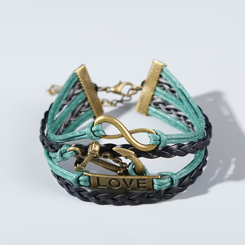 Teal Nautical Anchor Bracelet