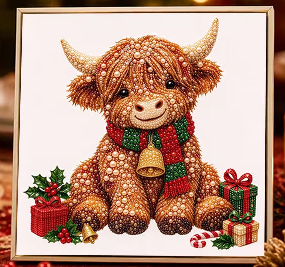 Preorder Christmas Highland Cow Pearl Painting Kit