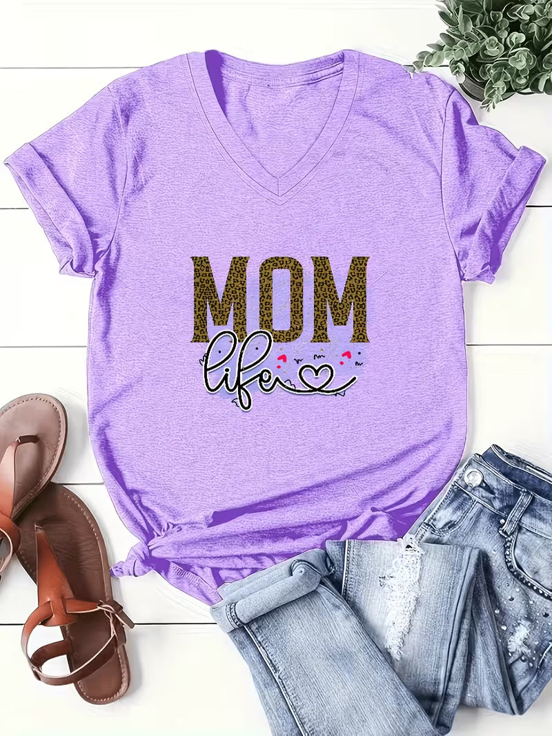Women's Mom Life Vinyl Graphic T-Shirt