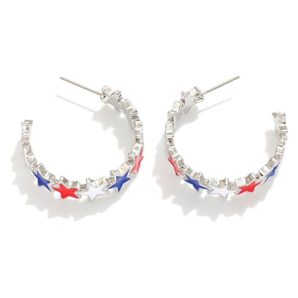 Enamel Stars Hoop Earrings