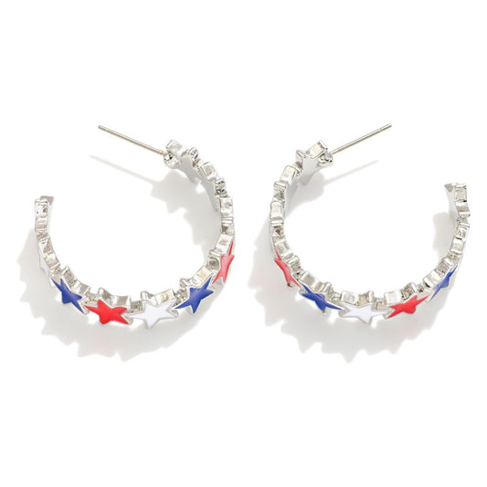 Enamel Stars Hoop Earrings