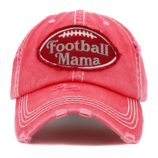 Vintage Distressed Football Mama Patch Baseball Cap.