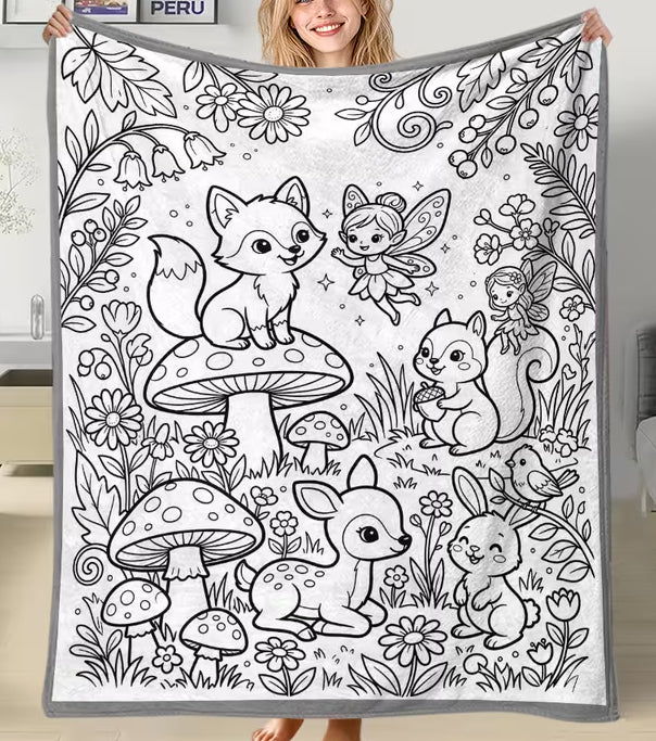 DIY Coloring Blanket - Animal Fairy