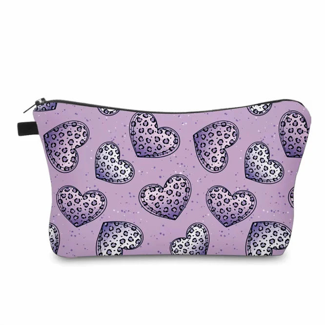 Animal Print Heart Lavender Purple Water Resistant Pouch