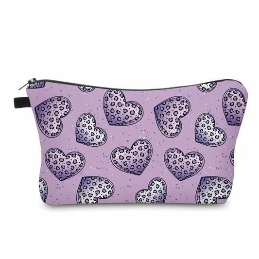 Animal Print Heart Lavender Purple Water Resistant Pouch