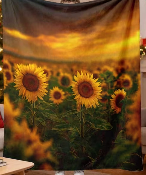 Sunflower Field Flannel Blanket