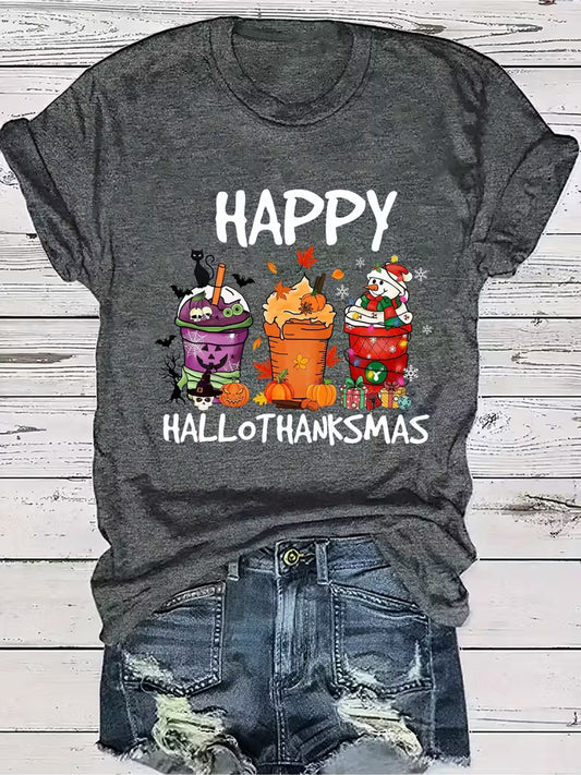 Preorder Women's Happy HALLOWTHANKSMAS T-Shirt