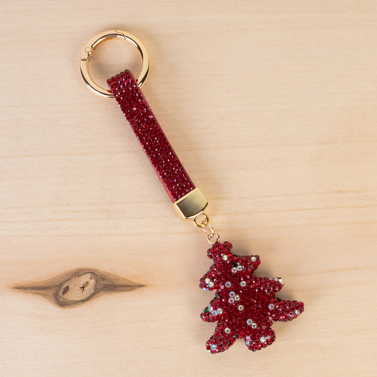 Crystal Christmas Tree Keychain - Dark Red