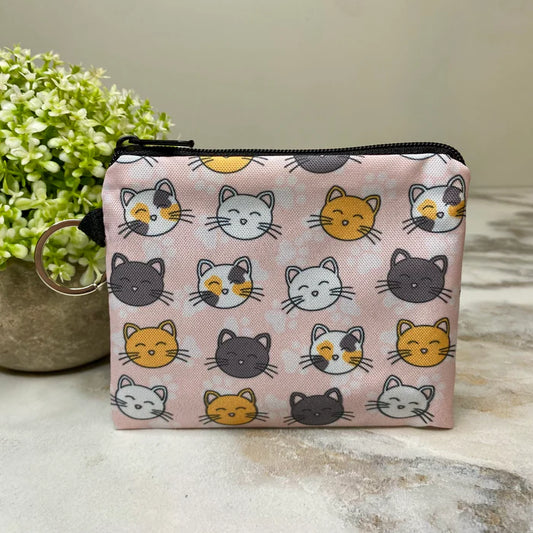 Cat Paw on Pink - Mini Coin Purse Keyring